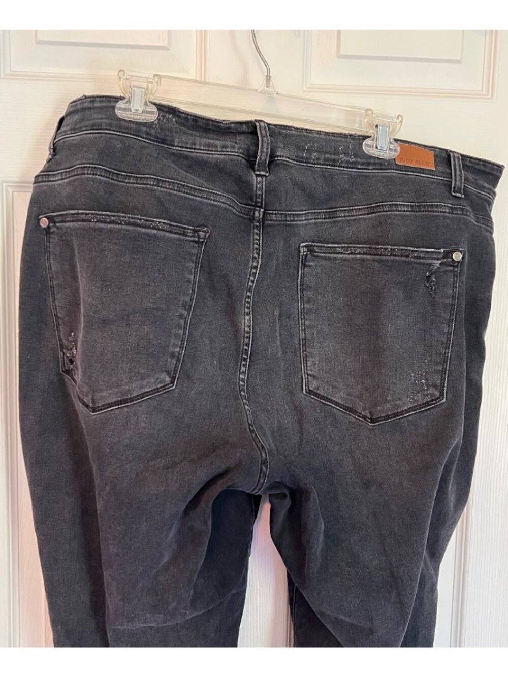 Judy Blue Skinny Fit Distressed Jeans Buffalo Check Flannel Lined 22W Plus Size - Picture 5 of 12